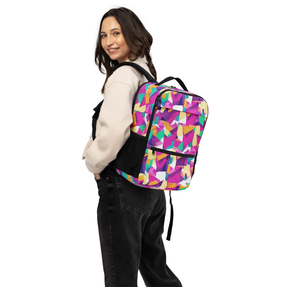 Magenta Geometry on Utility Backpack — Back