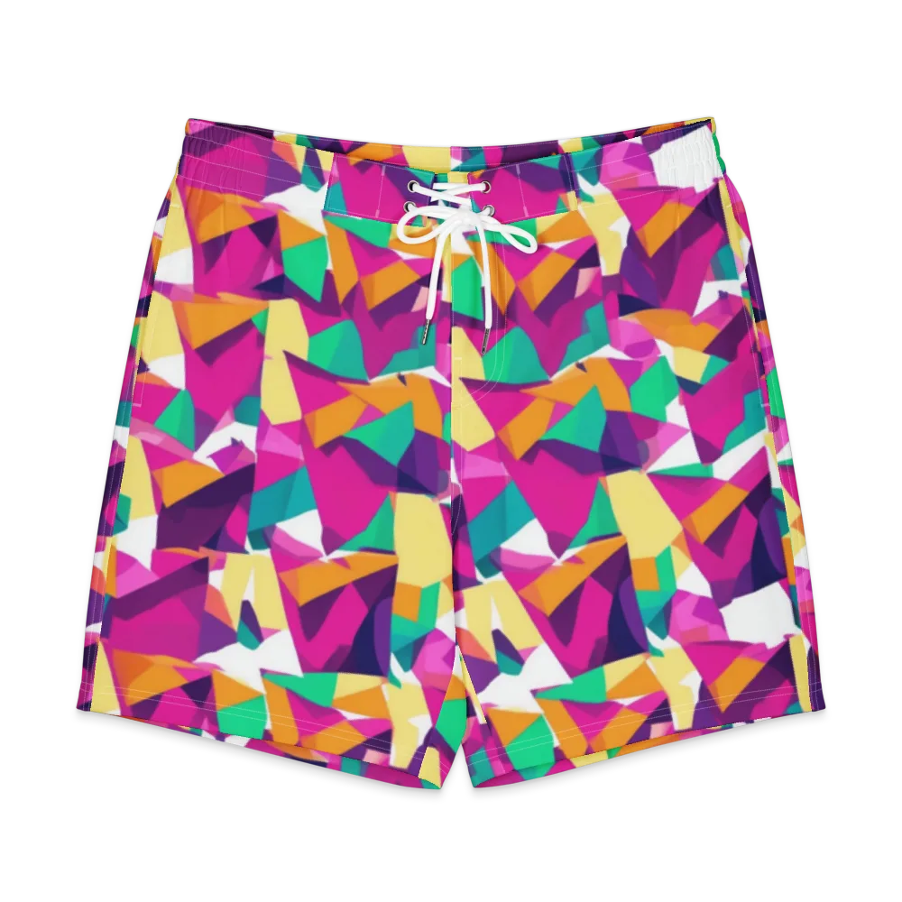 Magenta Geometry on Men's Board Shorts — Front