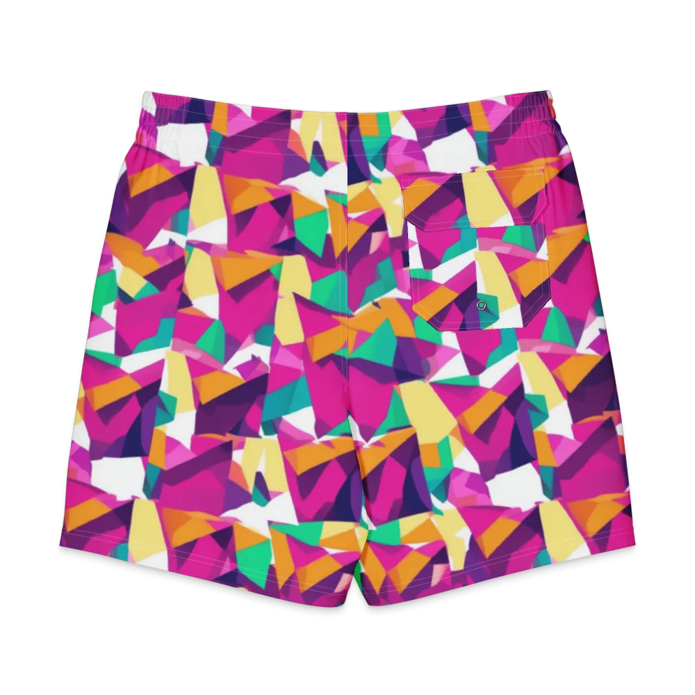 Magenta Geometry on Men's Board Shorts — Back