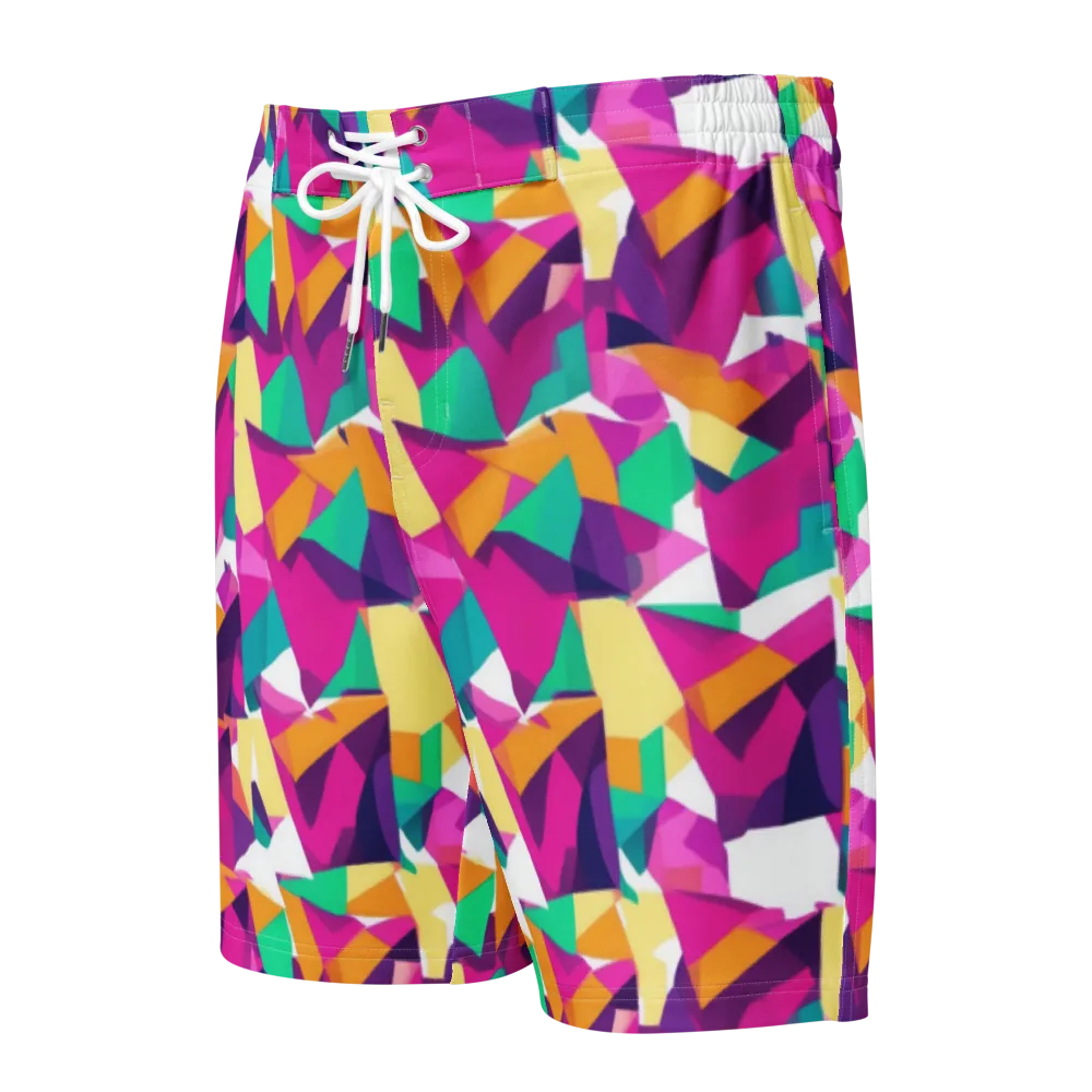 Magenta Geometry on Men's Board Shorts — Front