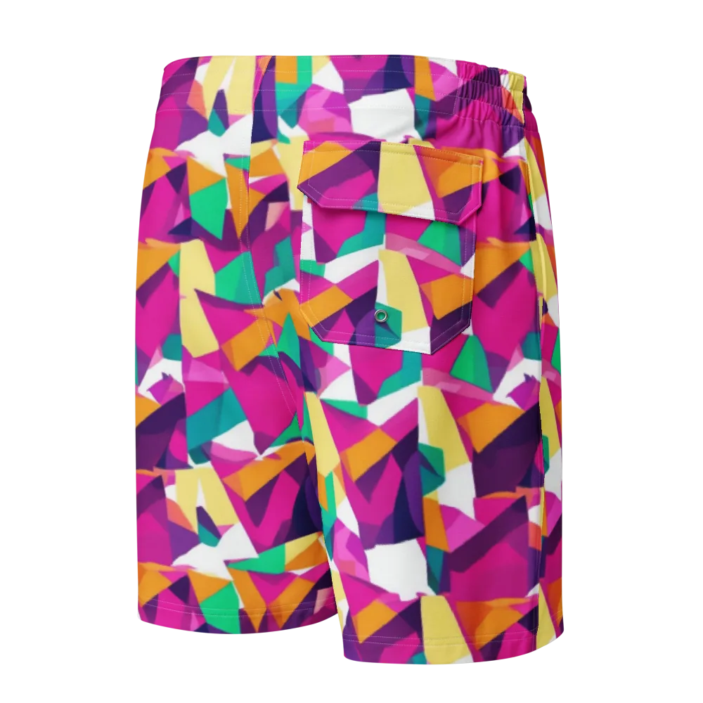 Magenta Geometry on Men's Board Shorts — Back
