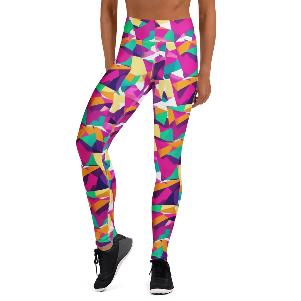 Magenta Geometry on Yoga Leggings — Front