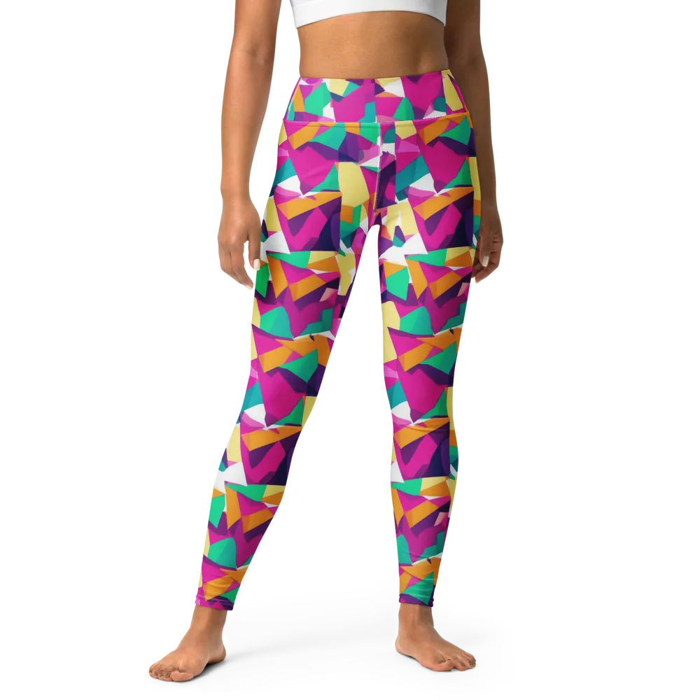 Magenta Geometry on Yoga Leggings — Front