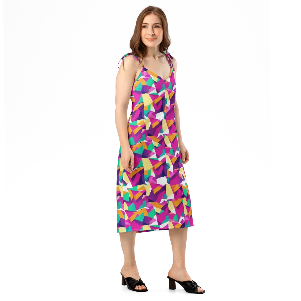 Magenta Geometry on Slip Dress — Right Front