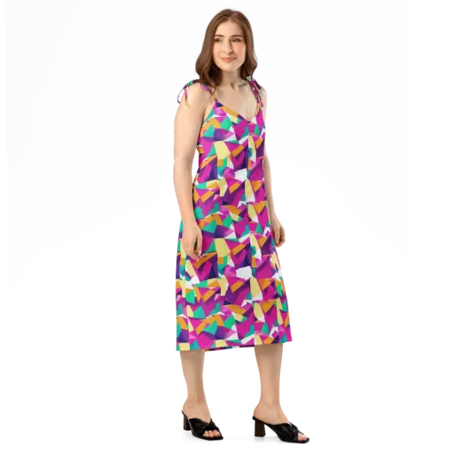 Magenta Geometry on a Slip Dress