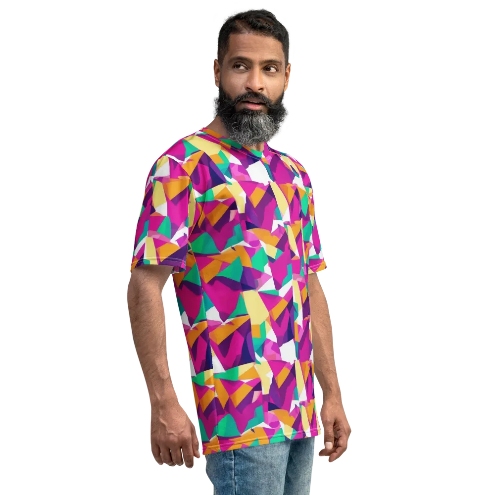 Magenta Geometry on Men's Crew Neck T-Shirt — Right