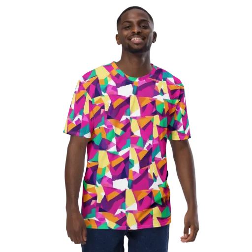 Magenta Geometry on a Men's Crew Neck T-Shirt