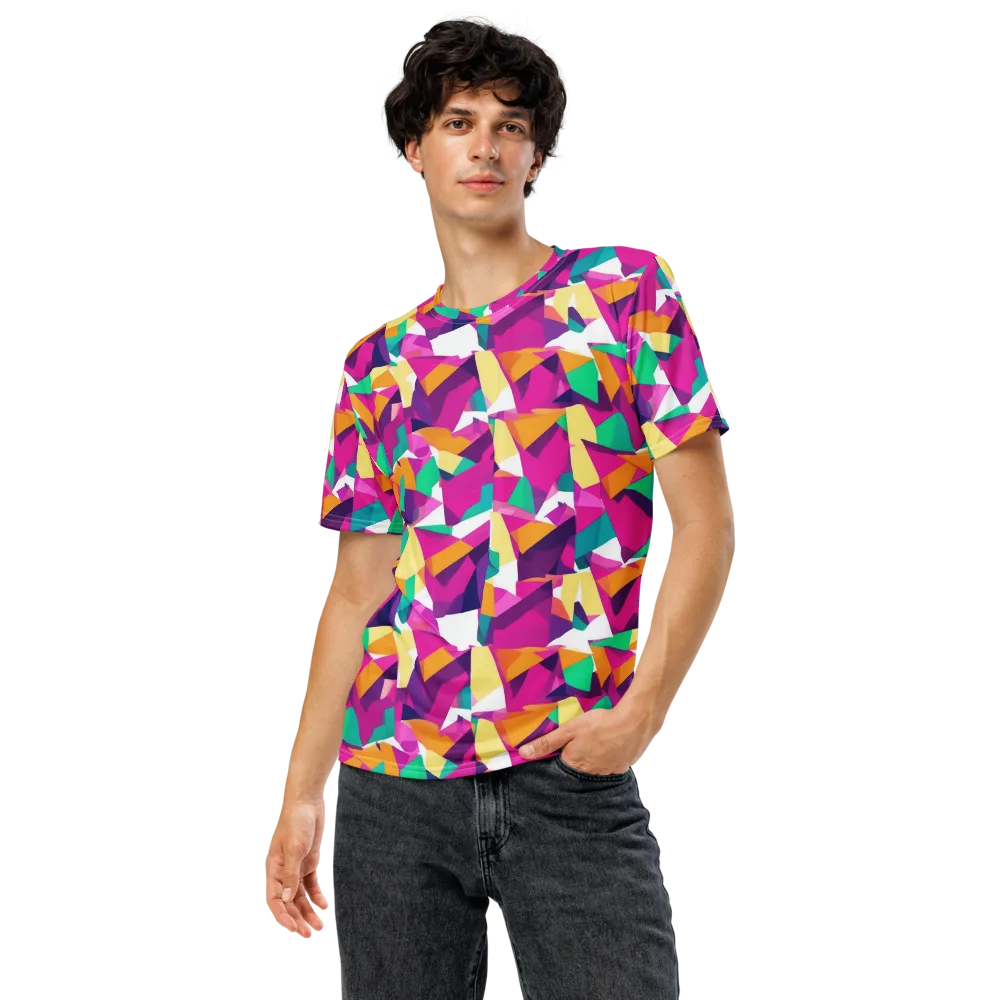 Magenta Geometry on Men's Crew Neck T-Shirt — Front