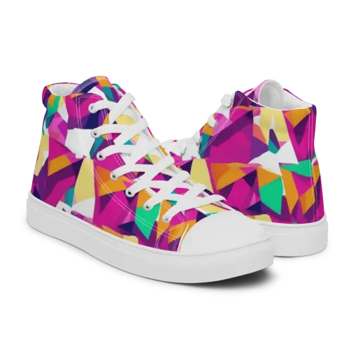 Magenta Geometry on a Men's High Top Canvas Shoes