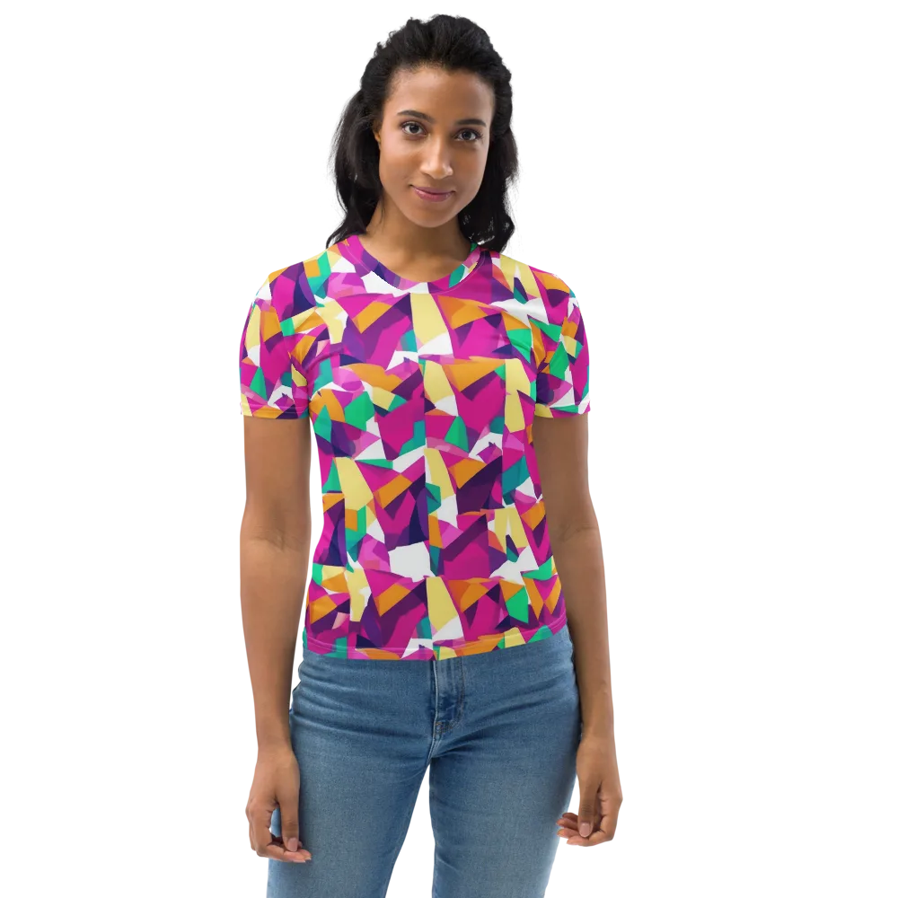 Magenta Geometry on Women's Crew Neck T-Shirt — Front