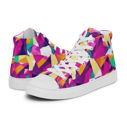 Magenta Geometry on a Women's High Top Canvas Shoes