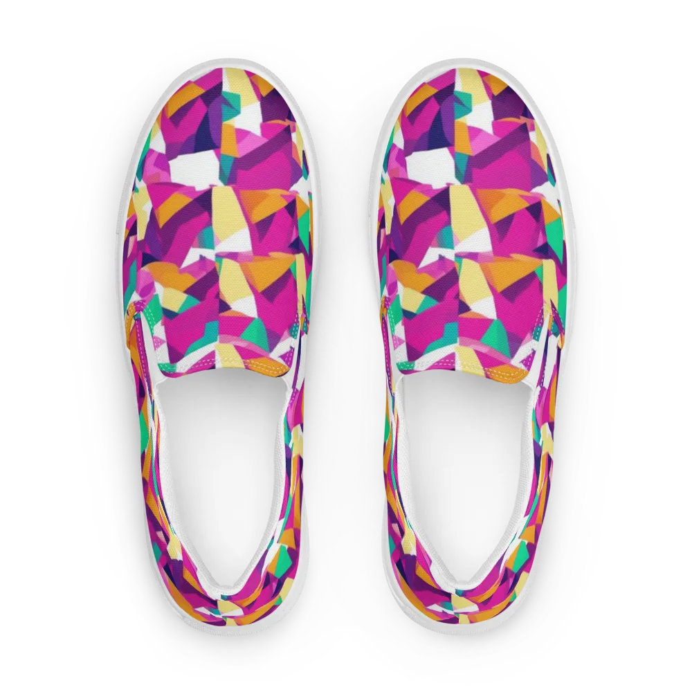 Magenta Geometry on Men's Slip-On Canvas Shoes — Front