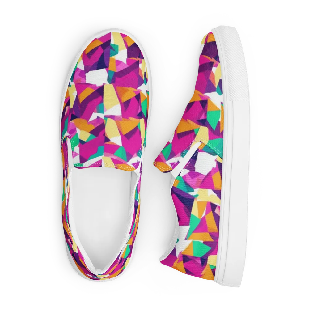 Magenta Geometry on Men's Slip-On Canvas Shoes — Front