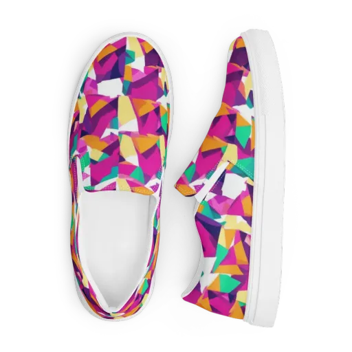 Magenta Geometry on a Men's Slip-On Canvas Shoes