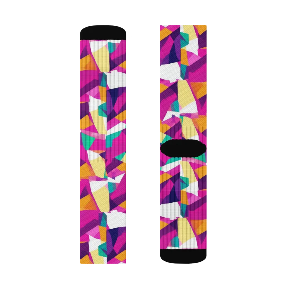 Magenta Geometry on Socks — Left Sock