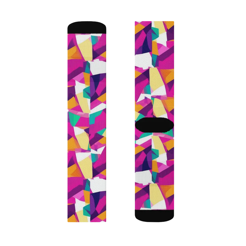Magenta Geometry on Socks — Right Sock