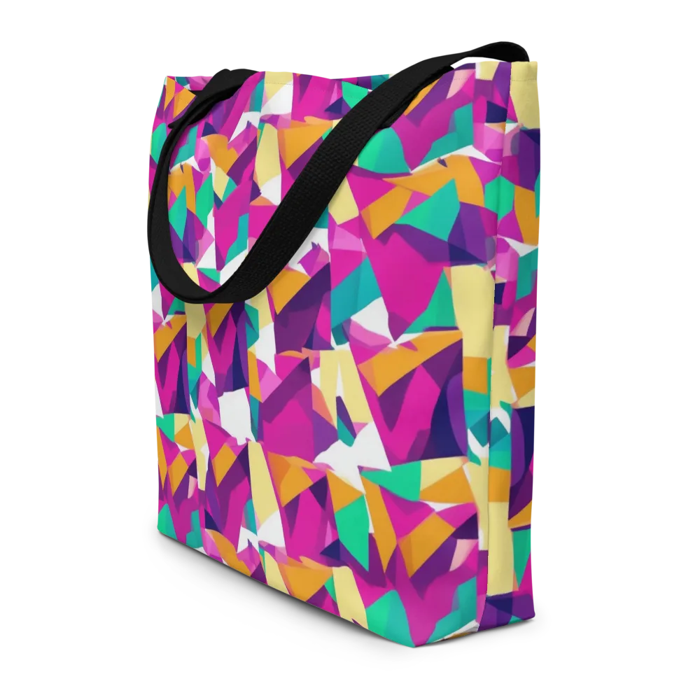 Magenta Geometry on Large Tote Bag W/ Pocket — Front