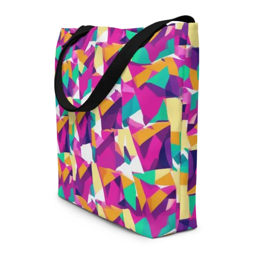 Magenta Geometry on a Large Tote Bag W/ Pocket