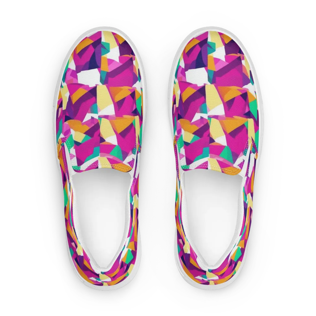 Magenta Geometry on Women's Slip-On Canvas Shoes — Front