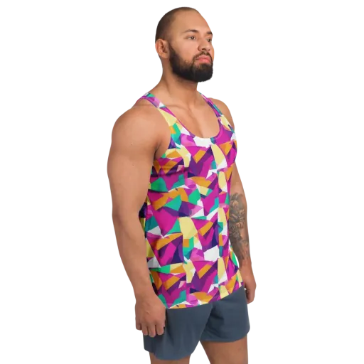 Magenta Geometry on a Men's Tank Top