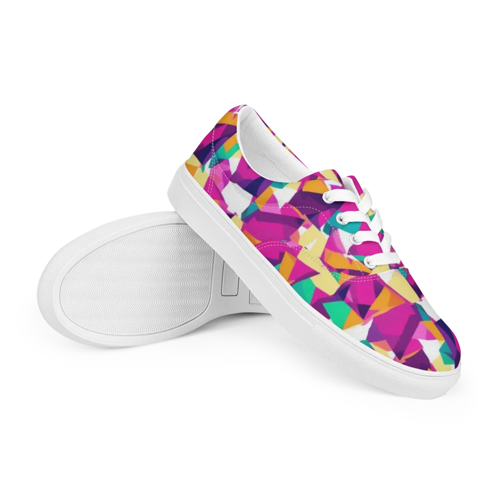 Magenta Geometry on Men's Lace-Up Canvas Shoes — Right Front