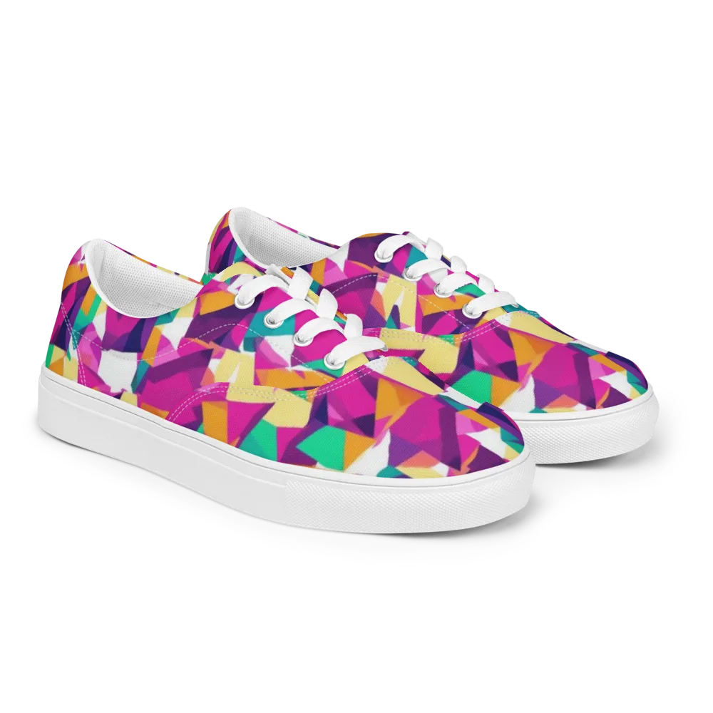Magenta Geometry on Men's Lace-Up Canvas Shoes — Right Front