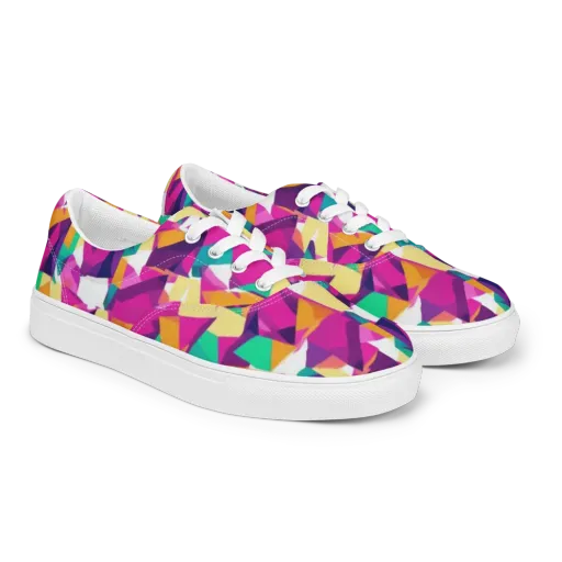 Magenta Geometry on a Men's Lace-Up Canvas Shoes