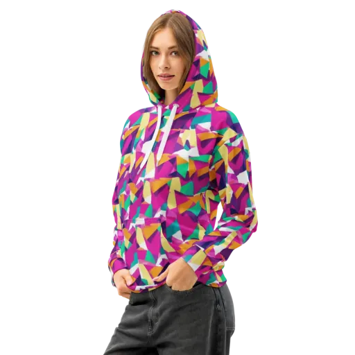 Magenta Geometry on a Cotton Hoodie