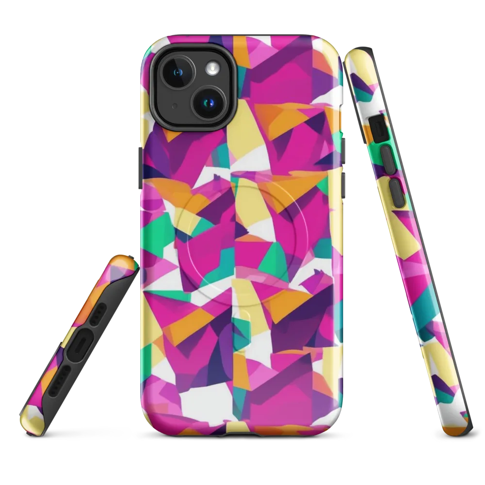 Magenta Geometry on MagSafe Tough Case for iPhone® — Front