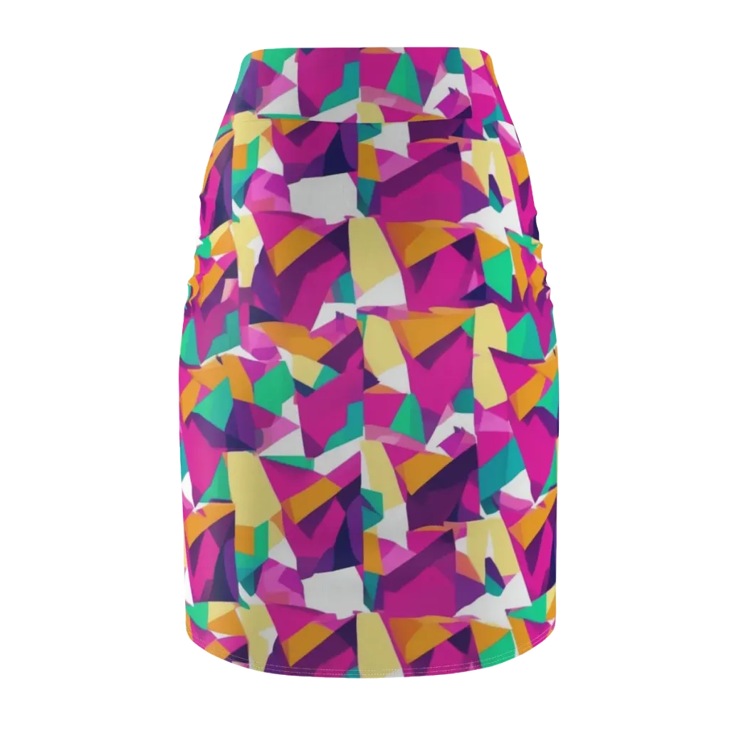 Magenta Geometry on Pencil Skirt — Back