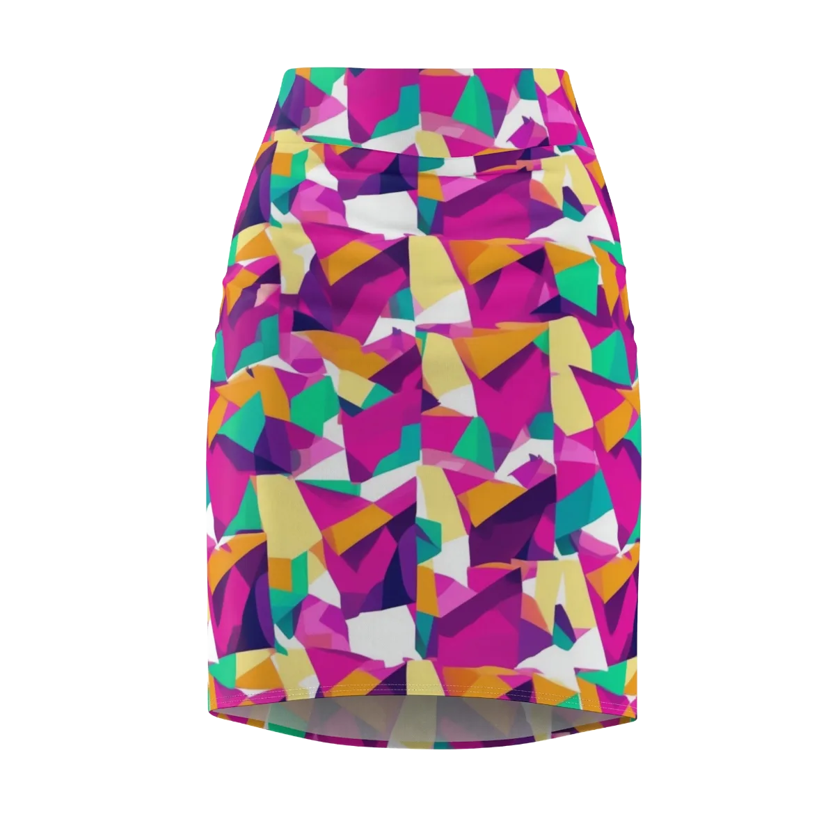 Magenta Geometry on Pencil Skirt — Front