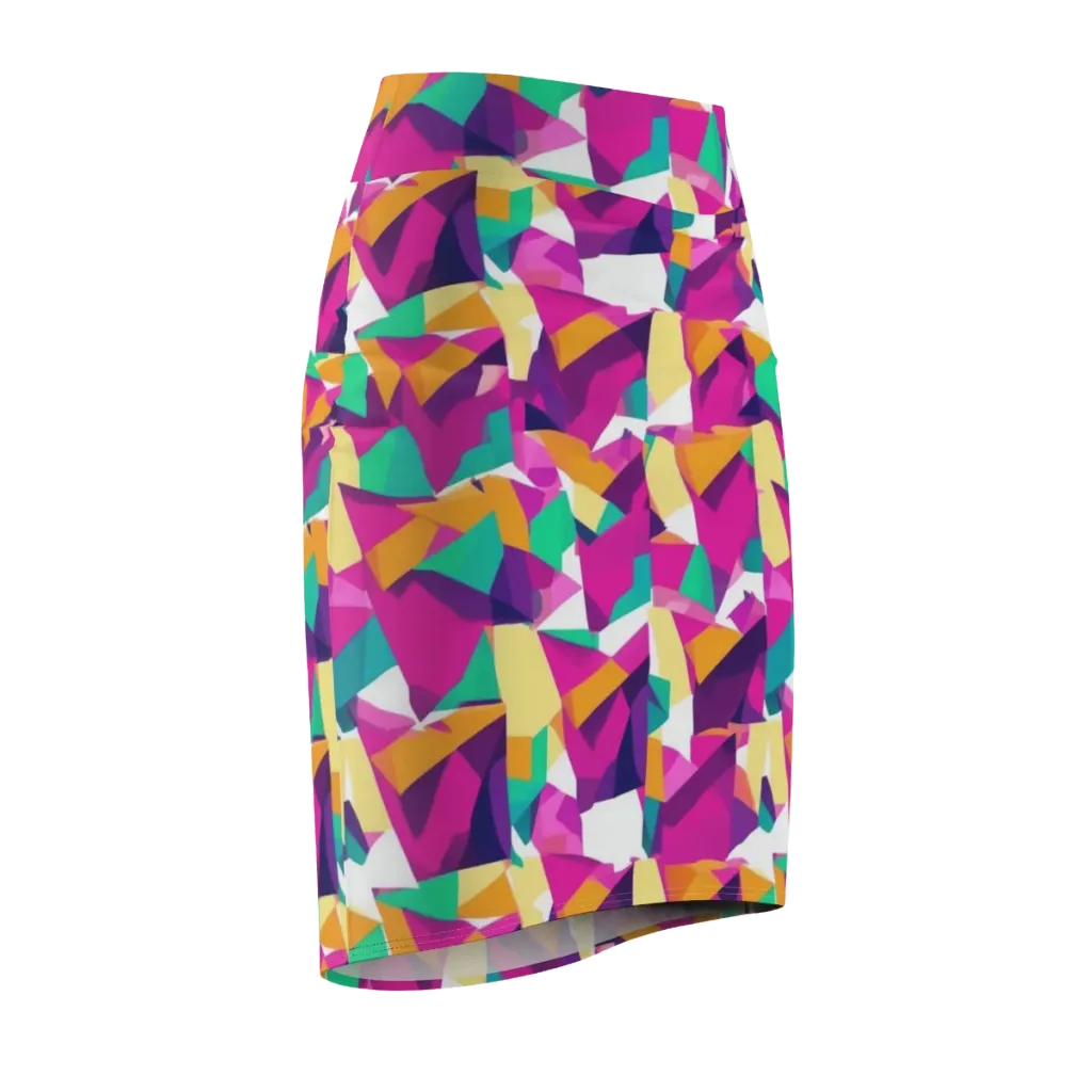 Magenta Geometry on Pencil Skirt — Front Side