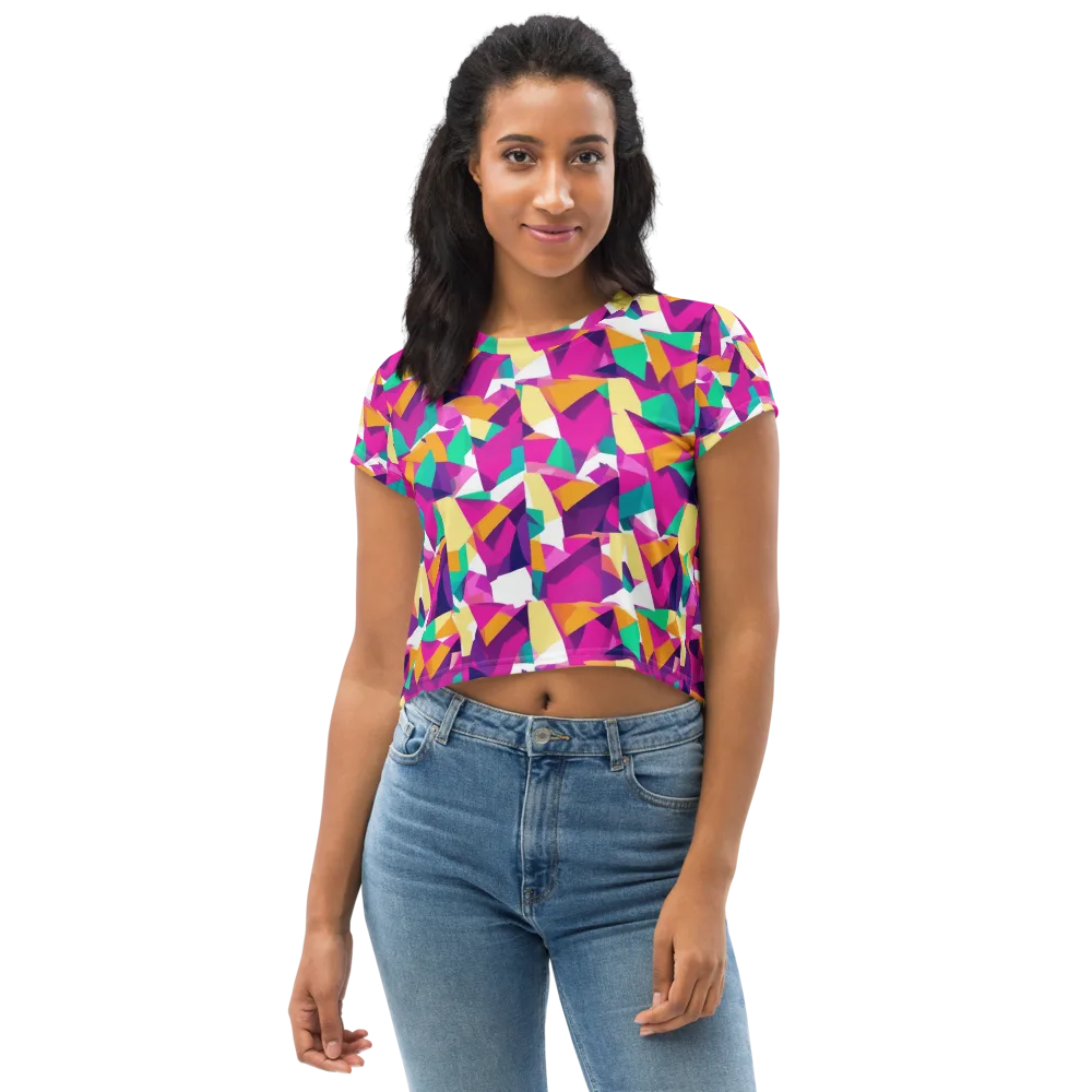 Magenta Geometry on Crop Tee — Front