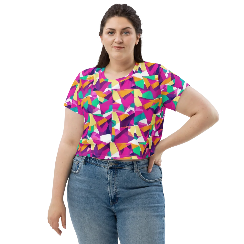 Magenta Geometry on Crop Tee — Front