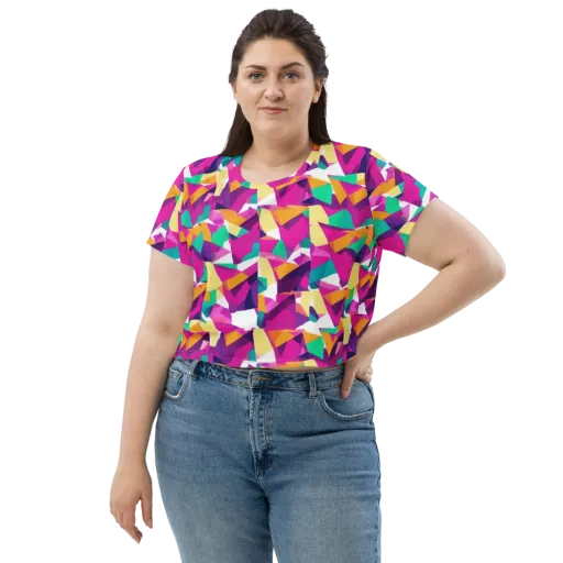 Magenta Geometry on a Crop Tee