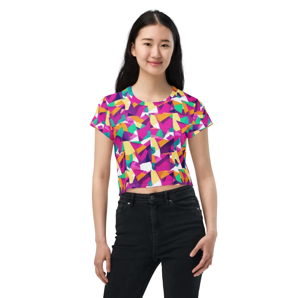 Magenta Geometry on Crop Tee — Front