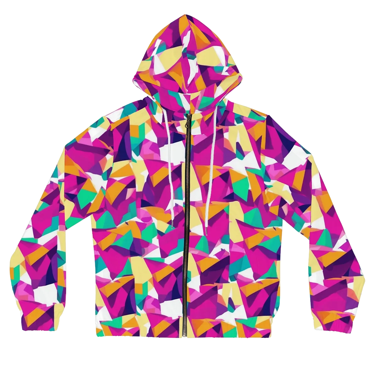 Magenta Geometry on Women's Full-Zip Hoodie — Front