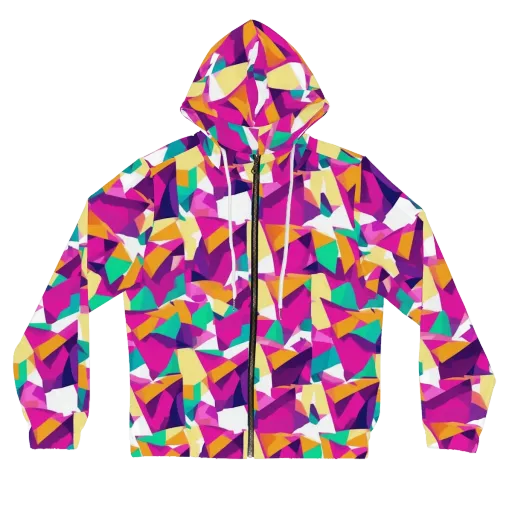 Magenta Geometry on a Women's Full-Zip Hoodie
