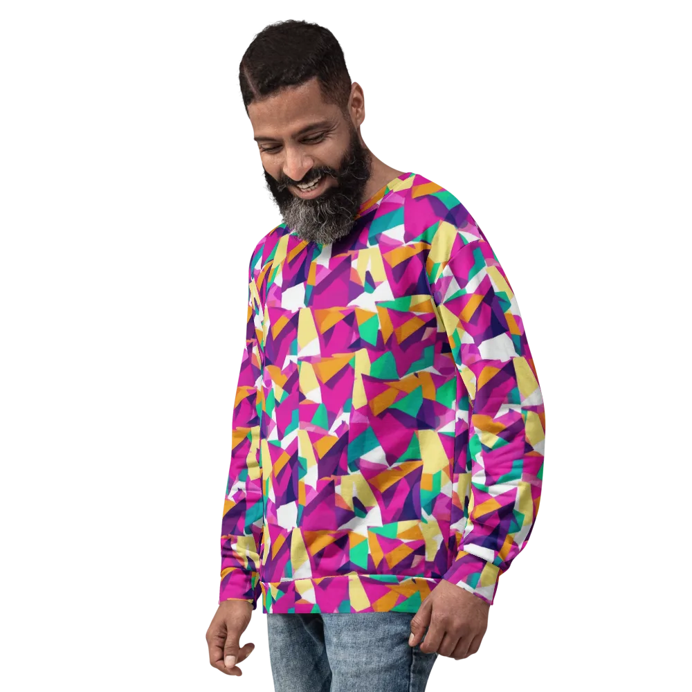 Magenta Geometry on Sweatshirt — Left Front
