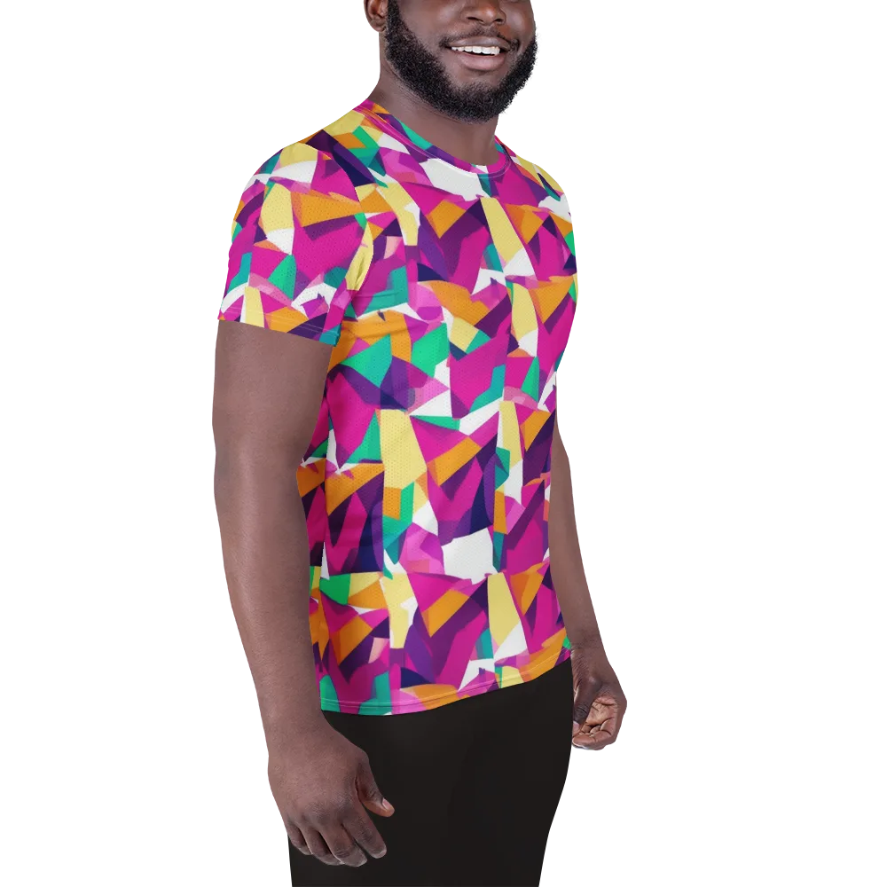 Magenta Geometry on Men's Athletic T-Shirt — Right