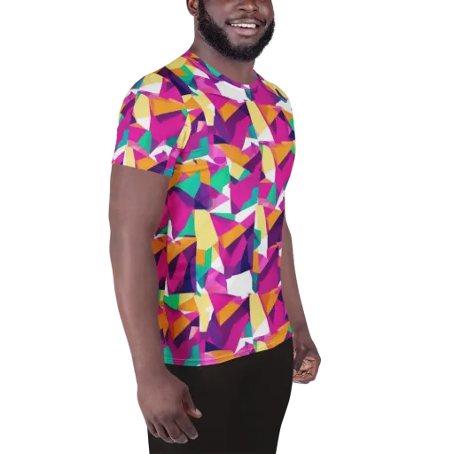 Magenta Geometry on a Men's Athletic T-Shirt