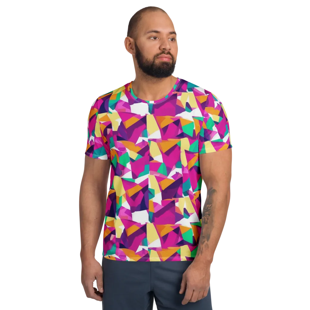 Magenta Geometry on Men's Athletic T-Shirt — Front
