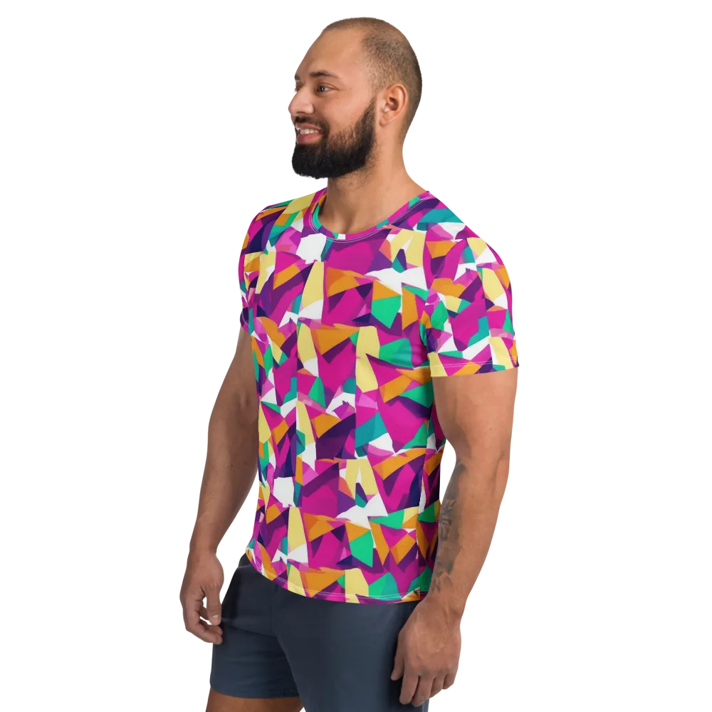 Magenta Geometry on Men's Athletic T-Shirt — Left
