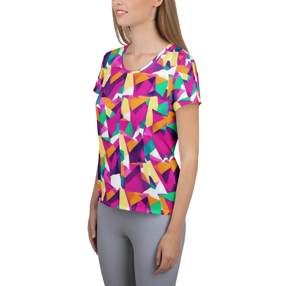 Magenta Geometry on Women's Athletic T-Shirt — Left