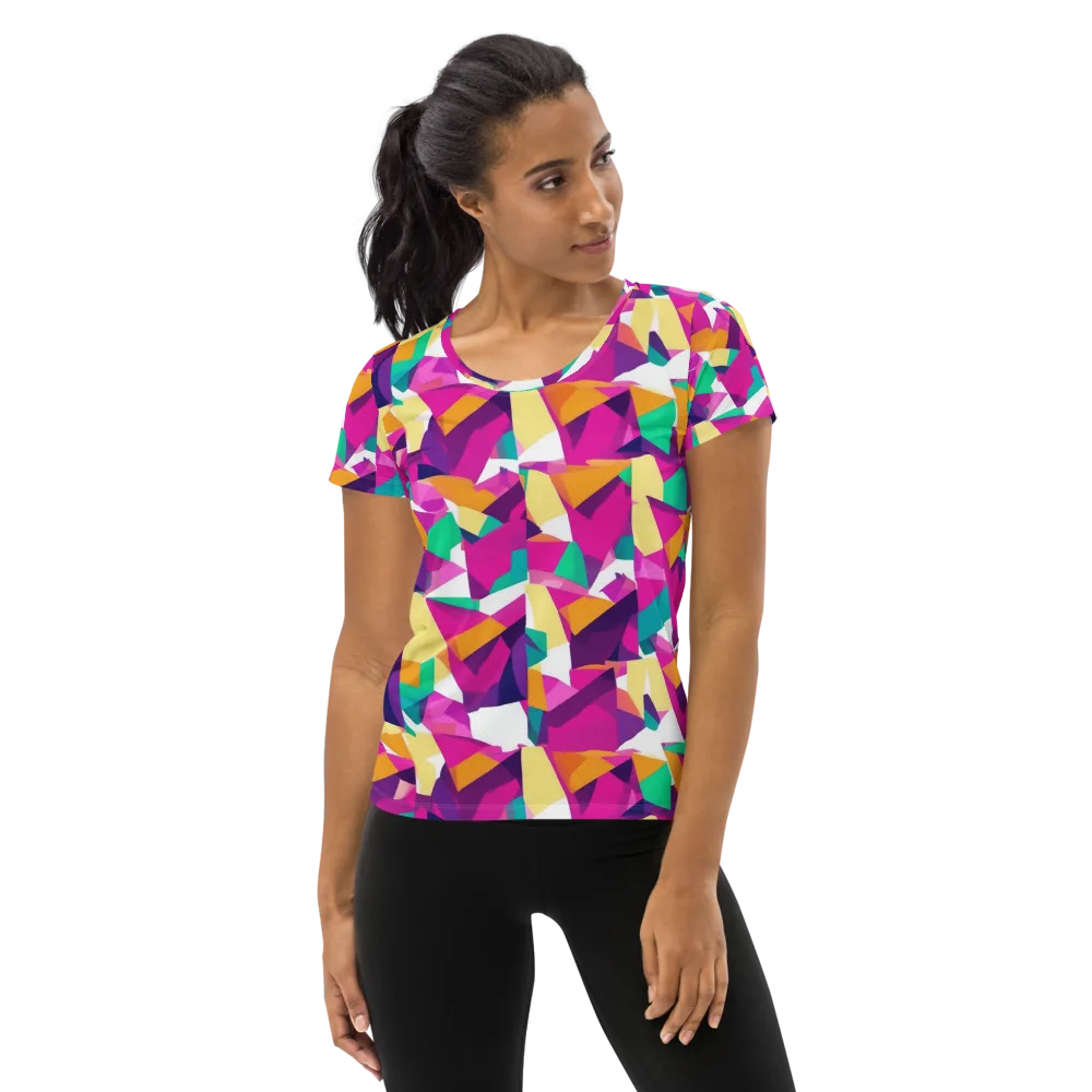 Magenta Geometry on Women's Athletic T-Shirt — Front