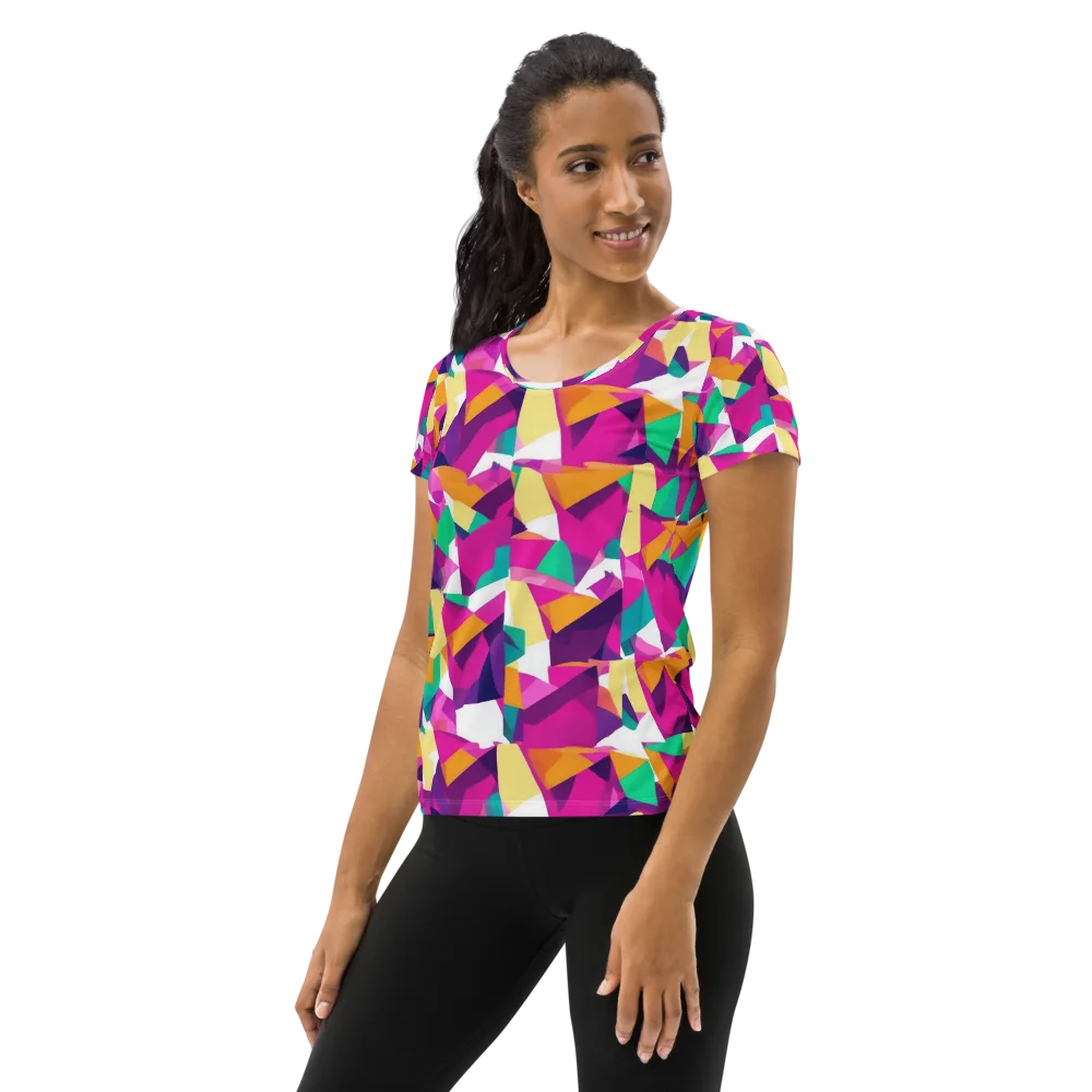 Magenta Geometry on Women's Athletic T-Shirt — Left