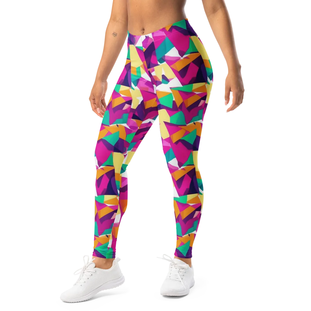 Magenta Geometry on Leggings — Left Front