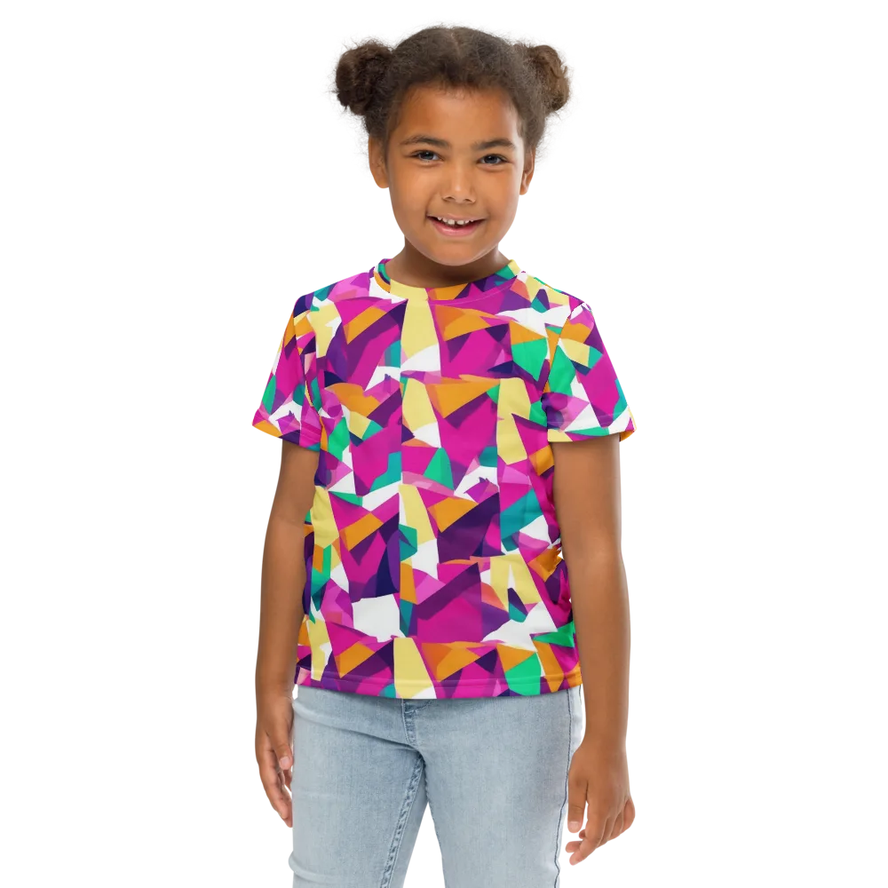 Magenta Geometry on Kids Crew Neck T-Shirt — Front