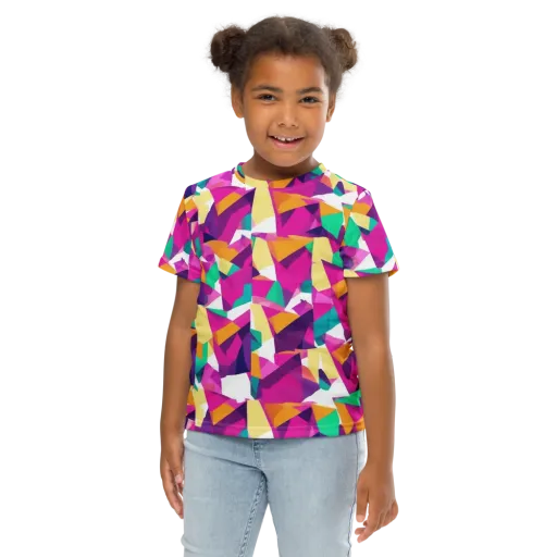 Magenta Geometry on a Kids Crew Neck T-Shirt