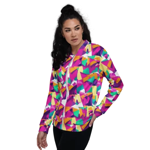Magenta Geometry on a Bomber Jacket